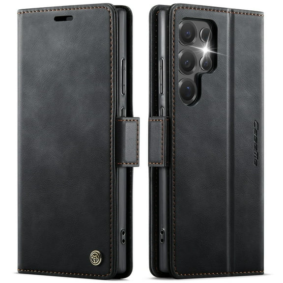 ELEHOLD Wallet Case for Samsung Galaxy S20, Shockproof Faux Leather Flip Kickstand RFID Blocking Shockproof Card Cash Slots Wallet Case for Samsung Galaxy S20,Black