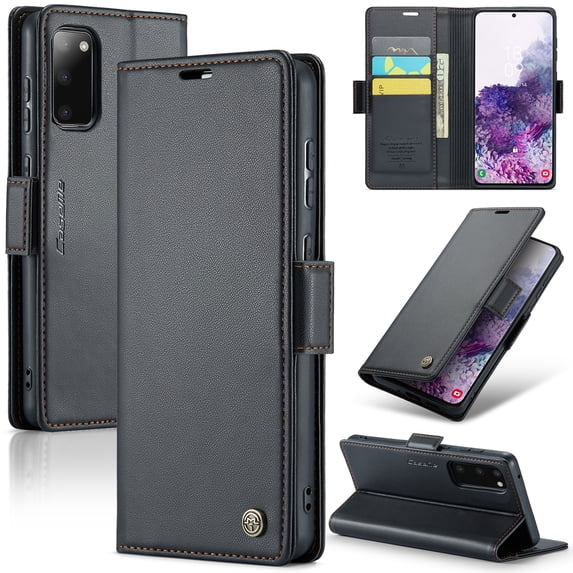 ELEHOLD Wallet Case For Samsung Galaxy S20 Ultra,Premium Leather Case wih RFID Blocking Function Card Slots Kickstand Magnetic Clasp Shockproof Cover for Men Women,Black