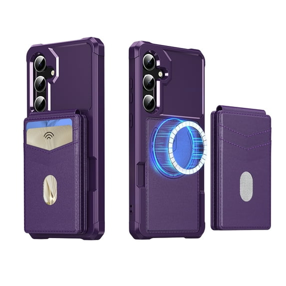 ELEHOLD Wallet Case for Samsung Galaxy S21 FE, 2-in-1 Magnetic Leather Phone Case with RFID Blocking Card Holder Detachable Wallet ,Strong Magnetic Wireless Charging Compatible ,Purple
