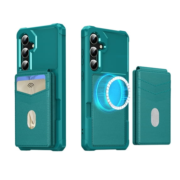 ELEHOLD Wallet Case for Samsung Galaxy S21 FE, 2-in-1 Magnetic Leather Phone Case with RFID Blocking Card Holder Detachable Wallet ,Strong Magnetic Wireless Charging Compatible ,Green