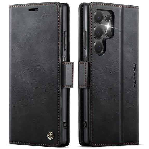ELEHOLD Wallet Case for Samsung Galaxy S21 Ultra, Shockproof Faux Leather Flip Kickstand RFID Blocking Shockproof Card Cash Slots Wallet Case for Samsung Galaxy S21 Ultra,Black