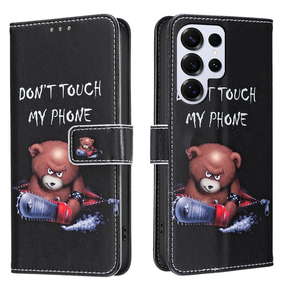 ELEHOLD Wallet Case for Samsung Galaxy S22 Ultra, PU Leather Patterned Flip Folio Stand Card Slots Magnetic Closure Shockproof Protective Case for Women Girls,H