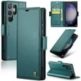 thumbnail image 1 of ELEHOLD Wallet Case For Samsung Galaxy S22 Ultra,Premium Leather Case wih RFID Blocking Function Card Slots Kickstand Magnetic Clasp Shockproof Cover for Men Women,Green, 1 of 7
