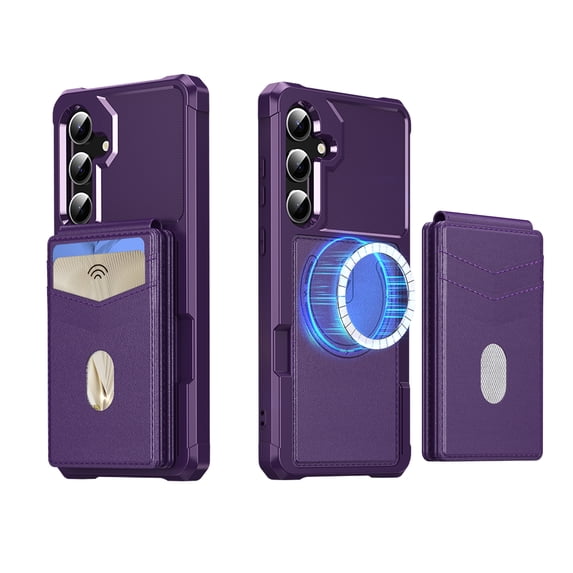 ELEHOLD Wallet Case for Samsung Galaxy S23 Ultra, 2-in-1 Magnetic Leather Phone Case with RFID Blocking Card Holder Detachable Wallet ,Strong Magnetic Wireless Charging Compatible ,Purple