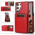 thumbnail image 1 of ELEHOLD Wallet Case for Samsung Galaxy S23 Ultra 6.8" Credit Card Slots Premium Leather Magnetic Buckle Vertical & Horizontal Kickstand Function Shockproof Flip Wallet Cover,Red, 1 of 7