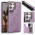 thumbnail image 1 of ELEHOLD Wallet Case for Samsung Galaxy S23 Ultra 6.8" Embossed Pattern Magnetic Button Card Holders PU Leather Cover Kickstand Function Shockproof Protective Shell, Purple, 1 of 8