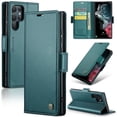 thumbnail image 1 of ELEHOLD Wallet Case for Samsung Galaxy S23 Ultra 6.8" Premium Leather Case wih RFID Blocking Function Card Slots Kickstand Magnetic Clasp Shockproof Cover for Men Women,Green, 1 of 1