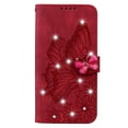 thumbnail image 1 of ELEHOLD Wallet Case for Samsung Galaxy S23 Ultra,Butterfly Pattern Shiny Diamond with Card Slots Kickstand Magnetic Clasp Shockproof Fashion Folio Wallet Case,Red, 1 of 7