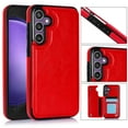 thumbnail image 1 of ELEHOLD Wallet Case for Samsung Galaxy S24 FE Flip Back Card Holders Kickstand Function Magnetic Button Slim Lightweight Wallet Case for Samsung S24 FE ,Red, 1 of 10