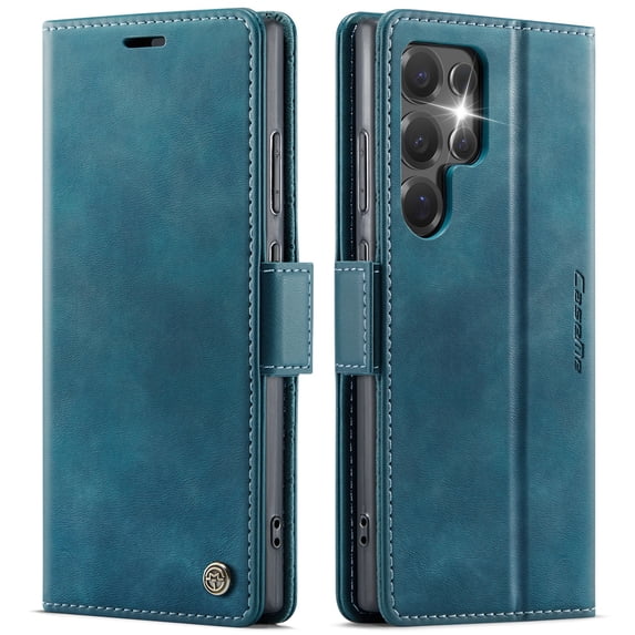 ELEHOLD Wallet Case for Samsung Galaxy S24 FE, Shockproof Faux Leather Flip Kickstand RFID Blocking Shockproof Card Cash Slots Wallet Case for Samsung Galaxy S24 FE,Green