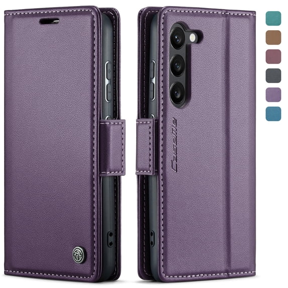 ELEHOLD Wallet Case for Samsung Galaxy S24 Plus Premium Leather Case wih RFID Blocking Card Slots Kickstand Magnetic Clasp Shockproof Cover for Men Women for Samsung Galaxy S24 Plus,Purple