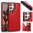 thumbnail image 1 of ELEHOLD Wallet Case for Samsung Galaxy S24 Ultra Flip Back Card Holders Kickstand Function Magnetic Button Slim Lightweight Wallet Case for Samsung S24 Ultra ,Red, 1 of 6