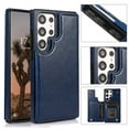 thumbnail image 1 of ELEHOLD Wallet Case for Samsung Galaxy S24 Ultra Flip Back Card Holders Kickstand Function Magnetic Button Slim Lightweight Wallet Case for Samsung S24 Ultra ,Darkblue, 1 of 8