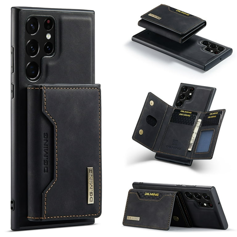 ELEHOLD Wallet Case for Samsung Galaxy S24 Ultra, Premium Vegan Leather  Soft TPU Magnetic Detachable Card Holders Kickstand Function Shockproof  Full