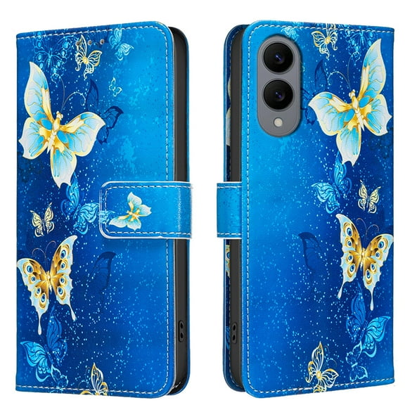 ELEHOLD Wallet Case for Samsung Galaxy S25 Edge, PU Leather Patterned Flip Folio Stand Card Slots Magnetic Closure Shockproof Protective Case for Women Girls,A