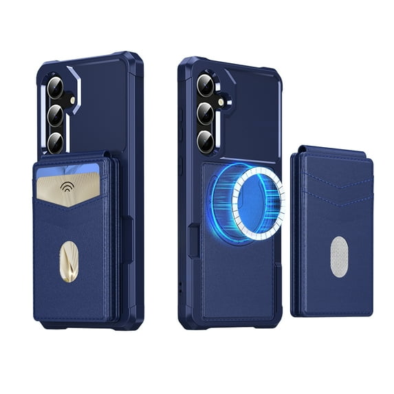 ELEHOLD Wallet Case for Samsung Galaxy S25 Ultra, 2-in-1 Magnetic Leather Phone Case with RFID Blocking Card Holder Detachable Wallet ,Strong Magnetic Wireless Charging Compatible ,Darkblue