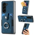 thumbnail image 1 of ELEHOLD Wallet Case for Samsung Galaxy Z Fold 5 with Card Holder 360° Rotation Ring Holder Stand Function Shockproof Protective Luxury Leather Purse Case for Galaxy Z Fold 5 2023,Blue, 1 of 6