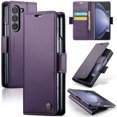 thumbnail image 1 of ELEHOLD Wallet Case for Samsung Galaxy Z Fold5 Premium Leather with RFID Blocking Function Card Slots Kickstand Magnetic Clasp Shockproof Cover for Men Women for Samsung Galaxy Z Fold 5,Purple, 1 of 6