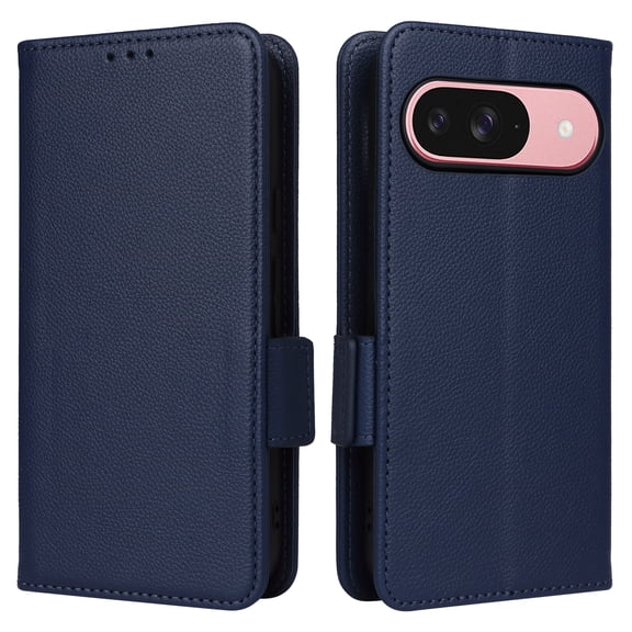ELEHOLD Wallet Case for Google Pixel 10 /10 Pro, Shockproof Leather Flip Folio Kickstand Case with Wrist Strap and Card Slots,Darkblue