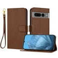 thumbnail image 1 of ELEHOLD Wallet Case for Google Pixel 7 Pro, Shockproof Leather Stand Case with Magnetic Clasp & Hand Strap,Brown, 1 of 6