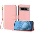 thumbnail image 1 of ELEHOLD Wallet Case for Google Pixel 7 Pro, Shockproof Leather Stand Case with Magnetic Clasp & Hand Strap,Pink, 1 of 6