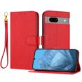 thumbnail image 1 of ELEHOLD Wallet Case for Google Pixel 7A, Shockproof Leather Stand Case with Magnetic Clasp & Hand Strap,Red, 1 of 6