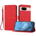 thumbnail image 1 of ELEHOLD Wallet Case for Google Pixel 8, Shockproof Leather Stand Case with Magnetic Clasp & Hand Strap,Red, 1 of 6