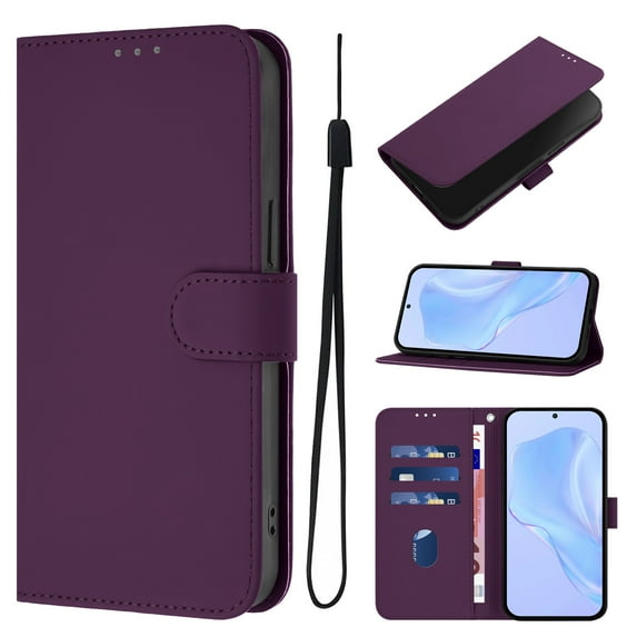 ELEHOLD Wallet Case for Samsung Galaxy A53 5G, PU Leather Stand Case with 3 Card Holders & Wrist Strap, Shockproof TPU Inner Flip Cover,Violet