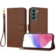 thumbnail image 1 of ELEHOLD Wallet Case for Samsung Galaxy S22 Plus, Shockproof Leather Stand Case with Magnetic Clasp & Hand Strap,Brown, 1 of 6