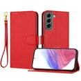 thumbnail image 1 of ELEHOLD Wallet Case for Samsung Galaxy S22 Plus, Shockproof Leather Stand Case with Magnetic Clasp & Hand Strap,Red, 1 of 6