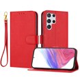 thumbnail image 1 of ELEHOLD Wallet Case for Samsung Galaxy S22 Ultra, Shockproof Leather Stand Case with Magnetic Clasp & Hand Strap,Red, 1 of 6
