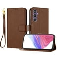 thumbnail image 1 of ELEHOLD Wallet Case for Samsung Galaxy S23 FE, Shockproof Leather Stand Case with Magnetic Clasp & Hand Strap,Brown, 1 of 6