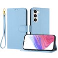 thumbnail image 1 of ELEHOLD Wallet Case for Samsung Galaxy S23 Plus, Shockproof Leather Stand Case with Magnetic Clasp & Hand Strap,Blue, 1 of 6
