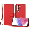 thumbnail image 1 of ELEHOLD Wallet Case for Samsung Galaxy S23 Plus, Shockproof Leather Stand Case with Magnetic Clasp & Hand Strap,Red, 1 of 6