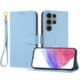 thumbnail image 1 of ELEHOLD Wallet Case for Samsung Galaxy S23 Ultra, Shockproof Leather Stand Case with Magnetic Clasp & Hand Strap,Blue, 1 of 6