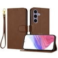 thumbnail image 1 of ELEHOLD Wallet Case for Samsung Galaxy S24 FE, Shockproof Leather Stand Case with Magnetic Clasp & Hand Strap,Brown, 1 of 6