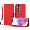 thumbnail image 1 of ELEHOLD Wallet Case for Samsung Galaxy S24, Shockproof Leather Stand Case with Magnetic Clasp & Hand Strap,Red, 1 of 6