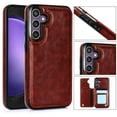 thumbnail image 1 of ELEHOLD Wallet Case for Samsung Galaxy S26+, Card Holders Kickstand Function Magnetic Button Slim Lightweight Flip Back Cover ,Brown, 1 of 10