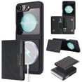 thumbnail image 1 of ELEHOLD Wallet Case for Samsung Galaxy Z Flip 5, Shockproof Magnetic Leather Case with Card Holders & Stand,Black, 1 of 11