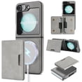 thumbnail image 1 of ELEHOLD Wallet Case for Samsung Galaxy Z Flip 5, Shockproof Magnetic Leather Case with Card Holders & Stand,Gray, 1 of 11