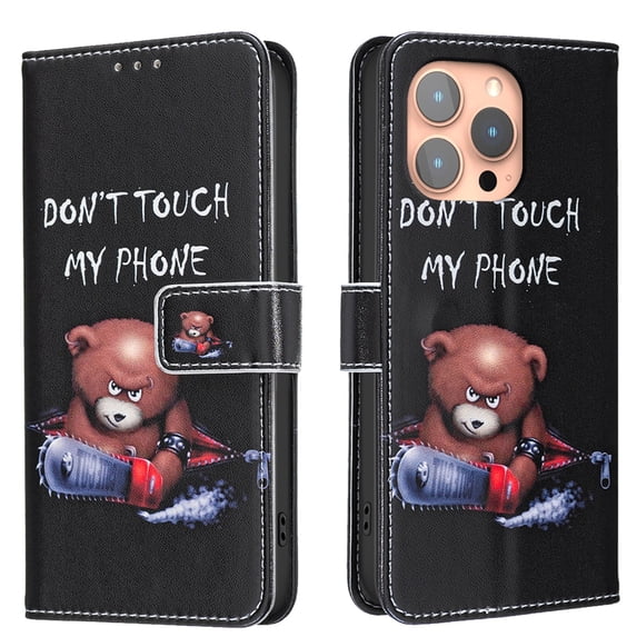 ELEHOLD Wallet Case for iPhone 13, PU Leather Patterned Flip Folio Stand Card Slots Magnetic Closure Shockproof Protective Case for Women Girls,H
