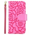 thumbnail image 1 of ELEHOLD Wallet Case for iPhone 14 Pro 6.1 inch Camellia Flower Pattern Card Slots Handstrap Magnetic Clasp Kickstand Shockproof Purse Case,Rose, 1 of 5