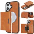 thumbnail image 1 of ELEHOLD Wallet Case for iPhone 16 Plus, Shockproof Magnetic Leather Case with Card Holders & Stand,Brown, 1 of 10
