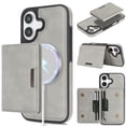 thumbnail image 1 of ELEHOLD Wallet Case for iPhone 16, Shockproof Magnetic Leather Case with Card Holders & Stand,Gray, 1 of 10