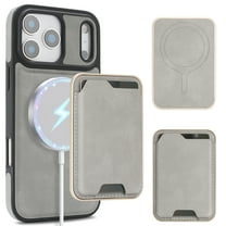 ELEHOLD Wallet Case for iPhone 17 Pro Max, Magnetic Slim PU Leather Shockproof Case  with Card Holder,Gray