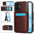 thumbnail image 1 of ELEHOLD Wallet Case for iPhone 17, Shockproof Flip Leather Case with Card Holder & Stand,Brown, 1 of 6