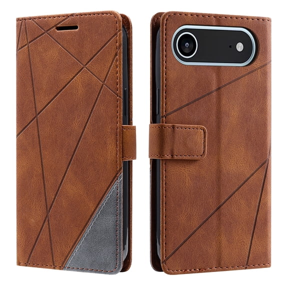 ELEHOLD Wallet Case for iPhone Air, Shockproof Leather Flip Phone Case with Card Holder and Kickstand,Brown