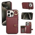 thumbnail image 1 of ELEHOLD Wallet Case for iPhone 11 Back Card Holders Premium Leather Cover with Metal Ring Holder Stand Magnetic Clasp Shockproof Wallet Case for iPhone 11,darkred, 1 of 8
