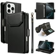 thumbnail image 1 of ELEHOLD Wallet Case For iPhone 11, Luxury PU Leather Shockproof Magnetic Flip Kickstand Card Slots Cash Pocket Wallet Case With Detachable Lanyard,Black, 1 of 11