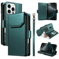 thumbnail image 1 of ELEHOLD Wallet Case For iPhone 11, Luxury PU Leather Shockproof Magnetic Flip Kickstand Card Slots Cash Pocket Wallet Case With Detachable Lanyard,Green, 1 of 11